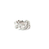 14k White Gold .70ct G VS2 Round Diamond Pave Alternately Cuban Ring